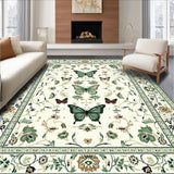 Ultra Soft Area Rug, Non Slip, Stain Resistant, Washable Area Rugs for Living Room, Bedroom, Contemporary Insect Inspired Visuals(Ivory)