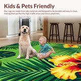 Ultra Soft Area Rug, Non Slip, Stain Resistant, Washable Area Rugs for Living Room, Bedroom, Charming Bright Trellis Motif(Green)