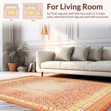 Ultra Soft Area Rug, Non Slip, Stain Resistant, Washable Area Rugs for Living Room, Bedroom, Terracotta Sunburst Area(Orange)