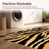 Ultra Soft Area Rug, Non Slip, Stain Resistant, Washable Area Rugs for Living Room, Bedroom, Cute Tiger Print Faux Hide Nursery Rug(Black)