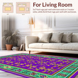 Ultra Soft Area Rug, Non Slip, Stain Resistant, Washable Area Rugs for Living Room, Bedroom, Transitional Carnival Inspired Decor(Purple)