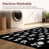 Ultra Soft Area Rug, Non Slip, Stain Resistant, Washable Area Rugs for Living Room, Bedroom, Fun Earthy Toned Skull Art(Black)