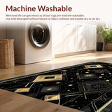 Ultra Soft Area Rug, Non Slip, Stain Resistant, Washable Area Rugs for Living Room, Bedroom, Vibrant Ogee Inspired Texture(Gold)