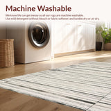Ultra Soft Area Rug, Non Slip, Stain Resistant, Washable Area Rugs for Living Room, Bedroom, Contemporary Black & White Band Pattern Rug with Precision Striped Motifs(Black)