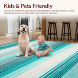 Ultra Soft Area Rug, Non Slip, Stain Resistant, Washable Area Rugs for Living Room, Bedroom, Rustic Textured Colorful Weave(Green)