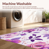 Ultra Soft Area Rug, Non Slip, Stain Resistant, Washable Area Rugs for Living Room, Bedroom, Cozy Vibrant Garden Influence(Purple)