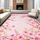Ultra Soft Area Rug, Non Slip, Stain Resistant, Washable Area Rugs for Living Room, Bedroom, Trendy Youthful Round Floral Art(Pink)