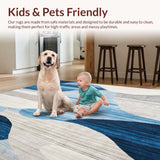 Ultra Soft Area Rug, Non Slip, Stain Resistant, Washable Area Rugs for Living Room, Bedroom, Boho Style Runner Hand Woven Design Area Blue Beige Tones(Blue)