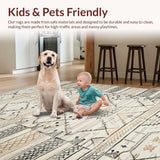 Ultra Soft Area Rug, Non Slip, Stain Resistant, Washable Area Rugs for Living Room, Bedroom, Chic Neutral Toned Diamond Motif(Beige)