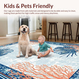 Ultra Soft Area Rug, Non Slip, Stain Resistant, Washable Area Rugs for Living Room, Bedroom, Artistic Lobster Pattern Contemporary Look(Blue)
