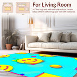 Ultra Soft Area Rug, Non Slip, Stain Resistant, Washable Area Rugs for Living Room, Bedroom, Lively Pastel Rainbow Visual Delight(Blue)