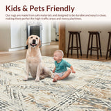 Ultra Soft Area Rug, Non Slip, Stain Resistant, Washable Area Rugs for Living Room, Bedroom, Boho Chic Area – Low Pile(Ivory)