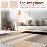 Ultra Soft Area Rug, Non Slip, Stain Resistant, Washable Area Rugs for Living Room, Bedroom, Refined Warm Tones Graphic Design(Beige)