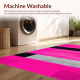 Ultra Soft Area Rug, Non Slip, Stain Resistant, Washable Area Rugs for Living Room, Bedroom, Eye-Catching Urban Geometric Vibe(Pink)