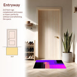 Ultra Soft Area Rug, Non Slip, Stain Resistant, Washable Area Rugs for Living Room, Bedroom, Futuristic Purple Geometric Style(Purple)