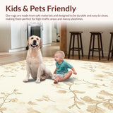 Ultra Soft Area Rug, Non Slip, Stain Resistant, Washable Area Rugs for Living Room, Bedroom, Floral Serenity Beige Indoor Area(Beige)