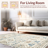 Ultra Soft Area Rug, Non Slip, Stain Resistant, Washable Area Rugs for Living Room, Bedroom, Playful Modern Circular Shapes(Beige)