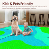 Ultra Soft Area Rug, Non Slip, Stain Resistant, Washable Area Rugs for Living Room, Bedroom, Dynamic Circular Symmetry Concept(Green)