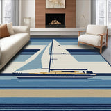 Ultra Soft Area Rug, Non Slip, Stain Resistant, Washable Area Rugs for Living Room, Bedroom, Contemporary Blue Nautical Vibe(Blue)