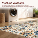 Ultra Soft Area Rug, Non Slip, Stain Resistant, Washable Area Rugs for Living Room, Bedroom, Sophisticated Warm Floral Scheme(Beige)