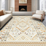 Ultra Soft Area Rug, Non Slip, Stain Resistant, Washable Area Rugs for Living Room, Bedroom, Rustic Warm Tiled Arrangement(Beige)