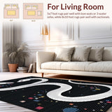 Ultra Soft Area Rug, Non Slip, Stain Resistant, Washable Area Rugs for Living Room, Bedroom, Chic Abstract Serpent Design(White)