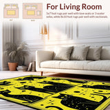 Ultra Soft Area Rug, Non Slip, Stain Resistant, Washable Area Rugs for Living Room, Bedroom, Charming Animal Motif in Black(Yellow)