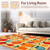 Ultra Soft Area Rug, Non Slip, Stain Resistant, Washable Area Rugs for Living Room, Bedroom, Sunny Tropical Aesthetic Design(Orange)