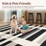 Ultra Soft Area Rug, Non Slip, Stain Resistant, Washable Area Rugs for Living Room, Bedroom, Sophisticated Striped Artful Arrangement(Beige)