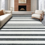 Ultra Soft Area Rug, Non Slip, Stain Resistant, Washable Area Rugs for Living Room, Bedroom, Classic Bistro Stripe Handwoven Rug for Sophisticated Home Accent(Black)
