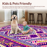 Ultra Soft Area Rug, Non Slip, Stain Resistant, Washable Area Rugs for Living Room, Bedroom, Contemporary Southwestern Patterned Craft(Purple)