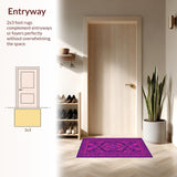 Ultra Soft Area Rug, Non Slip, Stain Resistant, Washable Area Rugs for Living Room, Bedroom, Stylish Abstract Geometric Floor Art(Purple)