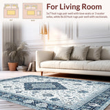 Ultra Soft Area Rug, Non Slip, Stain Resistant, Washable Area Rugs for Living Room, Bedroom, Luxurious Abstract Ethnic Patterns(White)