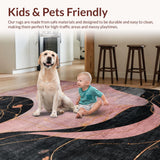 Ultra Soft Area Rug, Non Slip, Stain Resistant, Washable Area Rugs for Living Room, Bedroom, Sweet Bow Decor Rug with Artistic Curvy Bow Design and Chic Preppy Graphics(Pink)