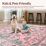 Ultra Soft Area Rug, Non Slip, Stain Resistant, Washable Area Rugs for Living Room, Bedroom, Luxurious Pastel Bloom Textures(Pink)