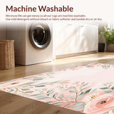 Ultra Soft Area Rug, Non Slip, Stain Resistant, Washable Area Rugs for Living Room, Bedroom, Blush Bloom Area Pink Floral Indoor(Pink)