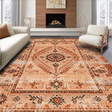 Ultra Soft Area Rug, Non Slip, Stain Resistant, Washable Area Rugs for Living Room, Bedroom, Elegant Tribal Geometric Arrangement(Orange)