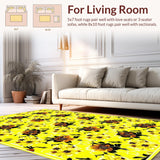Ultra Soft Area Rug, Non Slip, Stain Resistant, Washable Area Rugs for Living Room, Bedroom, Charming Earthy Floral Arrangement(Yellow)