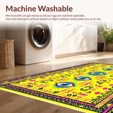 Ultra Soft Area Rug, Non Slip, Stain Resistant, Washable Area Rugs for Living Room, Bedroom, Mystical Geometric Velvet Accent(Yellow)