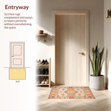 Ultra Soft Area Rug, Non Slip, Stain Resistant, Washable Area Rugs for Living Room, Bedroom, Elegant Tiled Artisan Design(Orange)
