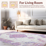Ultra Soft Area Rug, Non Slip, Stain Resistant, Washable Area Rugs for Living Room, Bedroom, Contemporary Abstract Lattice Arrangement(Purple)