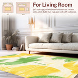 Ultra Soft Area Rug, Non Slip, Stain Resistant, Washable Area Rugs for Living Room, Bedroom, Tropical Surfboard Inspired Rug Vibrant Palms Wave Pattern Sea Breeze Print(Yellow)
