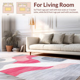 Ultra Soft Area Rug, Non Slip, Stain Resistant, Washable Area Rugs for Living Room, Bedroom, Sleek Light Grey Elegant Swirls(Gray)