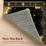 Ultra Soft Area Rug, Non Slip, Stain Resistant, Washable Area Rugs for Living Room, Bedroom, Striking Textured Diamond Theme(Gold)