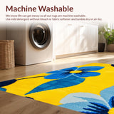Ultra Soft Area Rug, Non Slip, Stain Resistant, Washable Area Rugs for Living Room, Bedroom, Blue Yellow Floral Living Room Area Carpet(Yellow)