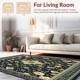 Ultra Soft Area Rug, Non Slip, Stain Resistant, Washable Area Rugs for Living Room, Bedroom, Cream and Beige Large(Blue)