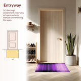 Ultra Soft Area Rug, Non Slip, Stain Resistant, Washable Area Rugs for Living Room, Bedroom, Minimalist Abstract Lines Arrangement(Purple)