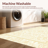 Ultra Soft Area Rug, Non Slip, Stain Resistant, Washable Area Rugs for Living Room, Bedroom, Ethereal Scroll Area in Creamy Beige Tones(Beige)