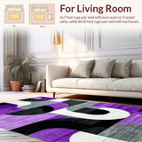Ultra Soft Area Rug, Non Slip, Stain Resistant, Washable Area Rugs for Living Room, Bedroom, Artistic Color Block Arrangement(Purple)