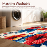 Ultra Soft Area Rug, Non Slip, Stain Resistant, Washable Area Rugs for Living Room, Bedroom, Hibiscus Paradise Floral Area With UV Protection For Garden Patios(White)